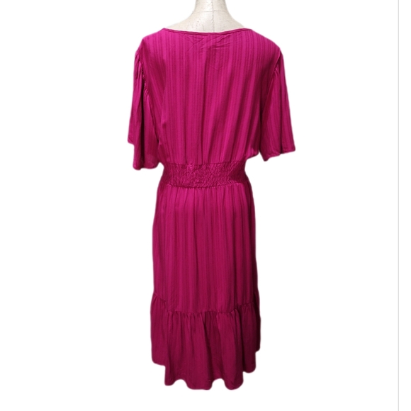 Knox Rose NWT Women's Rich Magenta V-Neck Dress Sz L - Picture 4 of 7